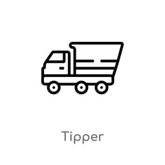 outline tipper vector icon. isolated black simple line element illustration from construction concept. editable vector stroke tipper icon on white background