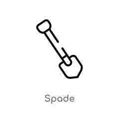 outline spade vector icon. isolated black simple line element illustration from construction and tools concept. editable vector stroke spade icon on white background