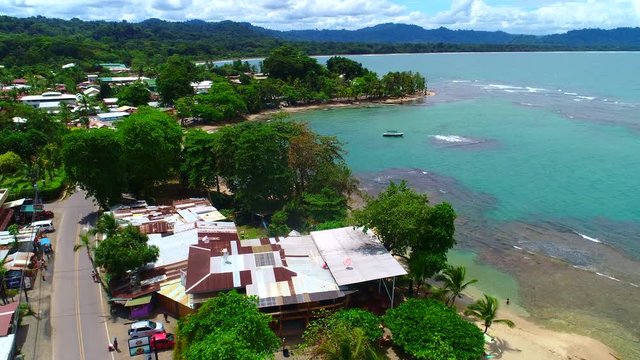 Aerial footage from Puerto Viejo in Costa Rica at the Caribbean