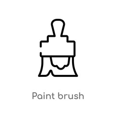 outline paint brush vector icon. isolated black simple line element illustration from construction tools concept. editable vector stroke paint brush icon on white background