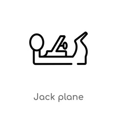 outline jack plane vector icon. isolated black simple line element illustration from construction concept. editable vector stroke jack plane icon on white background