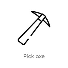 outline pick axe vector icon. isolated black simple line element illustration from construction concept. editable vector stroke pick axe icon on white background
