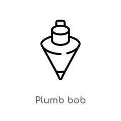 outline plumb bob vector icon. isolated black simple line element illustration from construction concept. editable vector stroke plumb bob icon on white background
