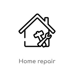 outline home repair vector icon. isolated black simple line element illustration from construction concept. editable vector stroke home repair icon on white background