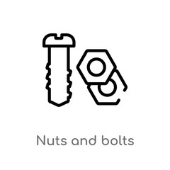 outline nuts and bolts vector icon. isolated black simple line element illustration from tools concept. editable vector stroke nuts and bolts icon on white background