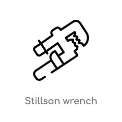 outline stillson wrench vector icon. isolated black simple line element illustration from tools concept. editable vector stroke stillson wrench icon on white background