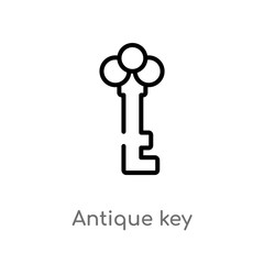 outline antique key vector icon. isolated black simple line element illustration from tools concept. editable vector stroke antique key icon on white background