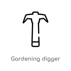 outline gardening digger vector icon. isolated black simple line element illustration from tools concept. editable vector stroke gardening digger icon on white background