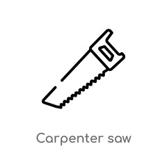 outline carpenter saw vector icon. isolated black simple line element illustration from tools concept. editable vector stroke carpenter saw icon on white background