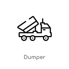outline dumper vector icon. isolated black simple line element illustration from tools concept. editable vector stroke dumper icon on white background