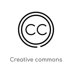 outline creative commons vector icon. isolated black simple line element illustration from content concept. editable vector stroke creative commons icon on white background