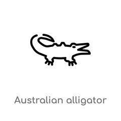 outline australian alligator vector icon. isolated black simple line element illustration from culture concept. editable vector stroke australian alligator icon on white background