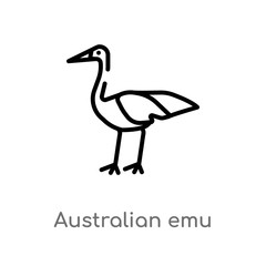 outline australian emu vector icon. isolated black simple line element illustration from culture concept. editable vector stroke australian emu icon on white background