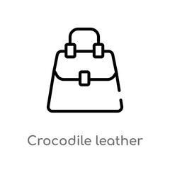 outline crocodile leather bag vector icon. isolated black simple line element illustration from culture concept. editable vector stroke crocodile leather bag icon on white background