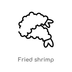 outline fried shrimp vector icon. isolated black simple line element illustration from culture concept. editable vector stroke fried shrimp icon on white background