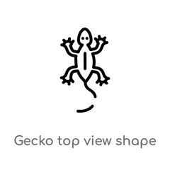 outline gecko top view shape vector icon. isolated black simple line element illustration from culture concept. editable vector stroke gecko top view shape icon on white background