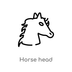 outline horse head vector icon. isolated black simple line element illustration from culture concept. editable vector stroke horse head icon on white background