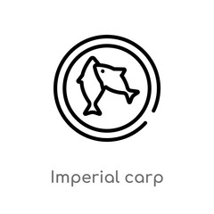 Obraz premium outline imperial carp vector icon. isolated black simple line element illustration from culture concept. editable vector stroke imperial carp icon on white background