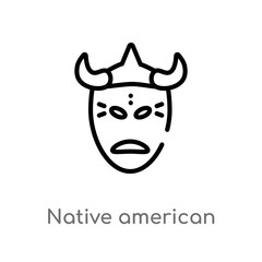 outline native american mask vector icon. isolated black simple line element illustration from culture concept. editable vector stroke native american mask icon on white background