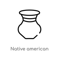 outline native american pot vector icon. isolated black simple line element illustration from culture concept. editable vector stroke native american pot icon on white background