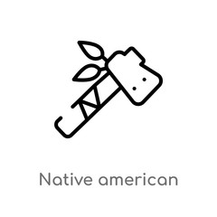 outline native american tomahawk vector icon. isolated black simple line element illustration from culture concept. editable vector stroke native american tomahawk icon on white background