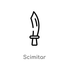 Fototapeta premium outline scimitar vector icon. isolated black simple line element illustration from cultures concept. editable vector stroke scimitar icon on white background