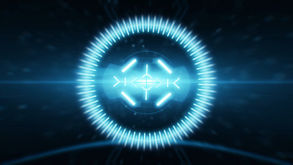 Futuristic HUD sight on an abstract background with highlights.