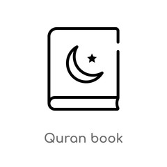 outline quran book vector icon. isolated black simple line element illustration from cultures concept. editable vector stroke quran book icon on white background