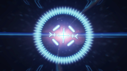 Futuristic HUD sight on an abstract background with highlights.
