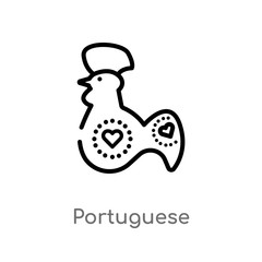 outline portuguese vector icon. isolated black simple line element illustration from cultures concept. editable vector stroke portuguese icon on white background