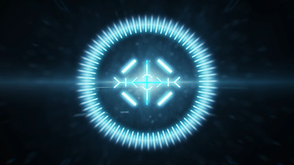 Futuristic HUD sight on an abstract background with highlights.