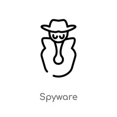 outline spyware vector icon. isolated black simple line element illustration from cyber concept. editable vector stroke spyware icon on white background