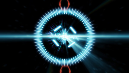 Futuristic HUD sight on an abstract background with highlights.