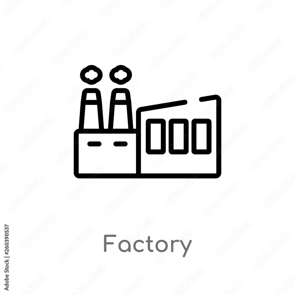 Poster outline factory vector icon. isolated black simple line element illustration from delivery and logis