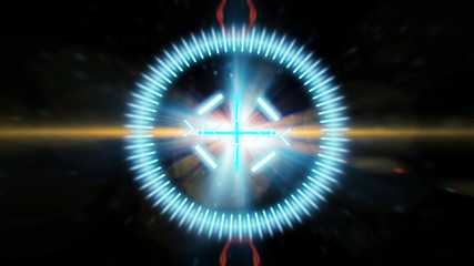 Futuristic HUD sight on an abstract background with highlights.