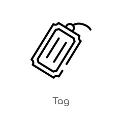 outline tag vector icon. isolated black simple line element illustration from delivery and logistic concept. editable vector stroke tag icon on white background