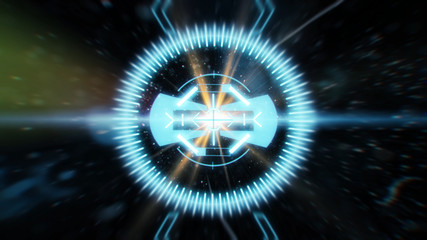 Futuristic HUD sight on an abstract background with highlights.