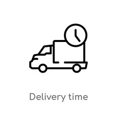 outline delivery time vector icon. isolated black simple line element illustration from delivery and logistics concept. editable vector stroke delivery time icon on white background