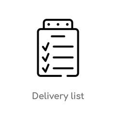 outline delivery list vector icon. isolated black simple line element illustration from delivery and logistics concept. editable vector stroke delivery list icon on white background