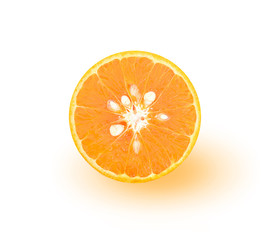 slice of orange fruit isolated on white background