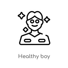 outline healthy boy vector icon. isolated black simple line element illustration from dentist concept. editable vector stroke healthy boy icon on white background