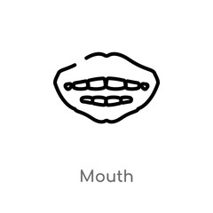 outline mouth vector icon. isolated black simple line element illustration from dentist concept. editable vector stroke mouth icon on white background