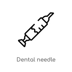 outline dental needle vector icon. isolated black simple line element illustration from dentist concept. editable vector stroke dental needle icon on white background