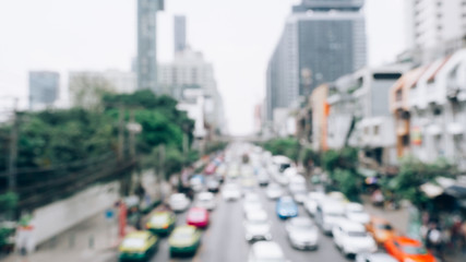 Blurred traffic road in downtown in morning. Transportation and travel concept.