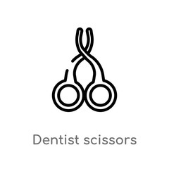 outline dentist scissors vector icon. isolated black simple line element illustration from dentist concept. editable vector stroke dentist scissors icon on white background