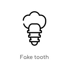 outline fake tooth vector icon. isolated black simple line element illustration from dentist concept. editable vector stroke fake tooth icon on white background