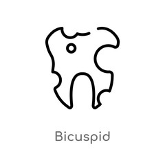 outline bicuspid vector icon. isolated black simple line element illustration from dentist concept. editable vector stroke bicuspid icon on white background