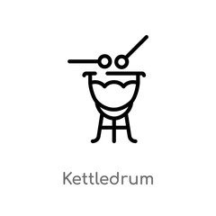 outline kettledrum vector icon. isolated black simple line element illustration from desert concept. editable vector stroke kettledrum icon on white background