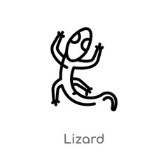 outline lizard vector icon. isolated black simple line element illustration from desert concept. editable vector stroke lizard icon on white background