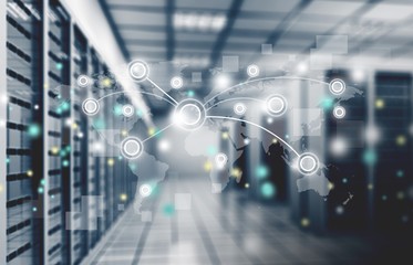 Abstract of modern high tech internet data center room